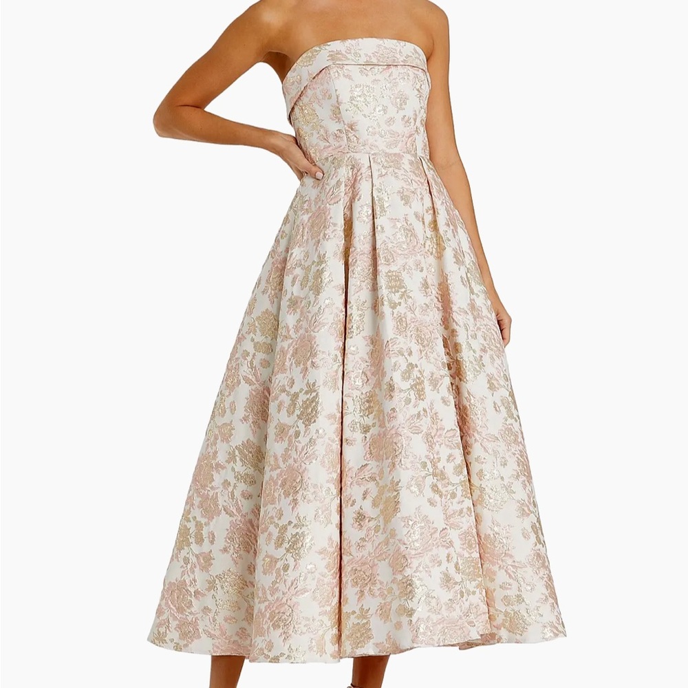 Mac Duggal Floral Brocade A-Line Strapless Dress size 6